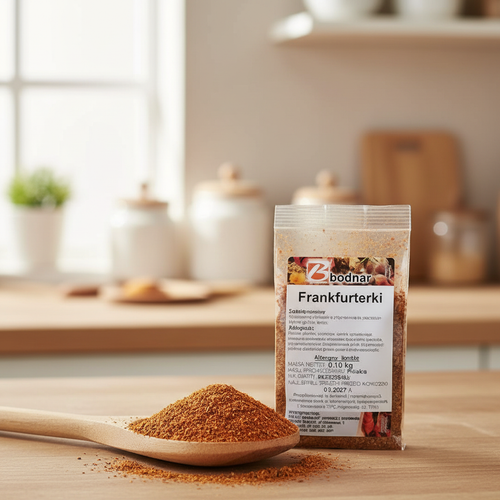Mieszanka do frankfurterek Bodnar w drewnianej łyżce